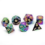 Rainbow Metal D&D Dice Set for Pathfinder, RPGs - Exceptional Dice for Dungeons & Dragons from Darksilver Forge