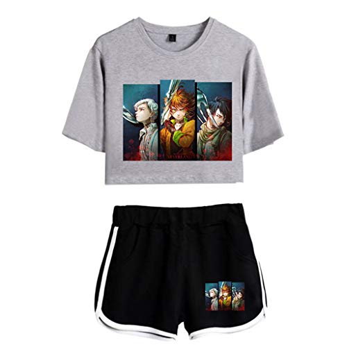 Novo anime The Promised Neverland Crop Top and Short Feminino Meninas Bonita Emma Norman Ray Cosplay