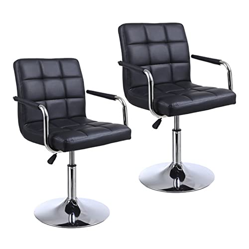 Tabourets de bar lot de 2 hauteur réglable 41-56cm noir