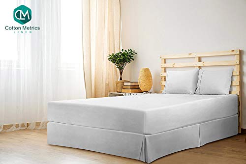 Cotton Metrics Linen 800Tc Hotel Quality 100% Egyptian Cotton Bed Skirt 24" Drop Length Queen Size White Solid #TOP1