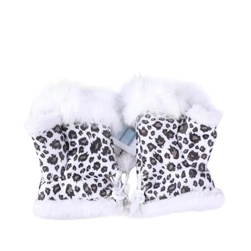 Mitones cálidos para mujer con diseño de medio dedo y felpa retro para invierno