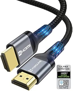FOROUME Ultra High Speed 8K HDMI Certified, HDMI 2.1 Cable 48Gbps Braided Cable 2M, Support Dynamic HDR, eARC, Dolby Atmos, 8K@60Hz, 4K@120Hz, PS5, Xbox Series X, Compatible with TV/Monitor and More