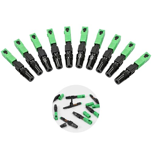 tiyiyok 10 Piezas Conectores Fríos de Fibra Óptica Rápida SC/APC, Genérico Conector Rápido de Fibra Óptica,Conexión de Fibra Óptica para Áreas Residenciales y Edificios de Oficinas