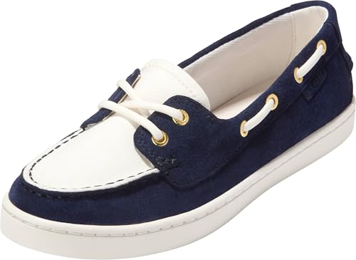 Cole Haan Women's Nantucket Boat Shoes, Midnight Moon/Ivory Canvas, 8.5-B