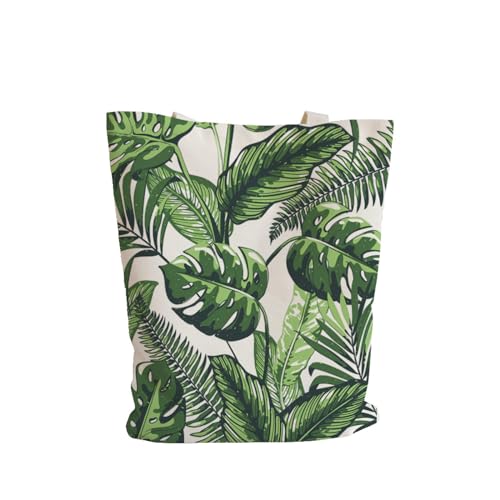 Tote Bag Hojas De Palma Verdes Bolsa de Tela Algodón y Cáñamo Bolsas de Tela para Pintar Gran Capacidad Bolsa Tela Plegable Bolso Tela Duradero Totebag Reutilizable Bolsos de Tela 30x40cm/1 Pcs