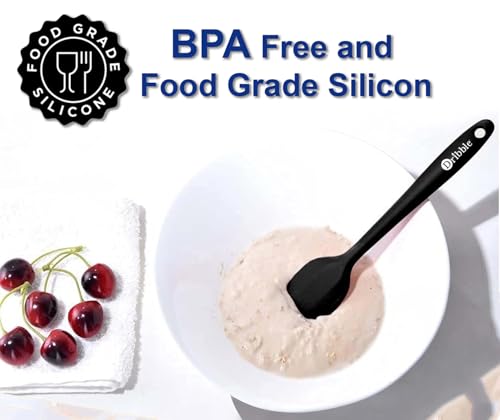 Image of Dribble Premium Big & Sturdy Silicone Spatula Set of 3, Heat Resistant Spatulas for Non Stick Cooking,Baking & Mixing-BPA-Free & Food Grade, Black