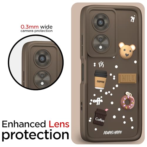 Image of Pikkme Back Cover for Oppo A38 4G / Oppo A18 4G | Cute Fun Cartoon 3D Bear Silicone Full Body Protection Bumper Cover (Brown)
