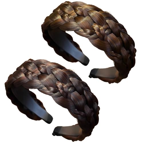 Sacolin Braid Headbands For Women, 2 Pcs Hair Braid Headband, Six-Strand Weave Fashionable, Lightweight And Comfortable, For Weddings And Parties