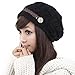 Roll Up Women's Girls Cute Fashion Winter Cozy Fur Earflap Knitted Wool Button Braided Strap Ski Cap Beret Newsboy Beanie Hat Visor (Black)