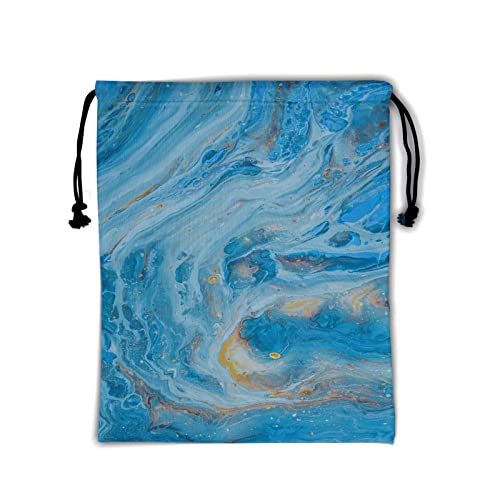 Image of Nerxy Blue Marble Grip Bag Gymnastics - Abstract Art Gymnastics Grip Bags for Gymnast Retro Paintbrush Colors Drawstring Storage Gym Pouch Bags
