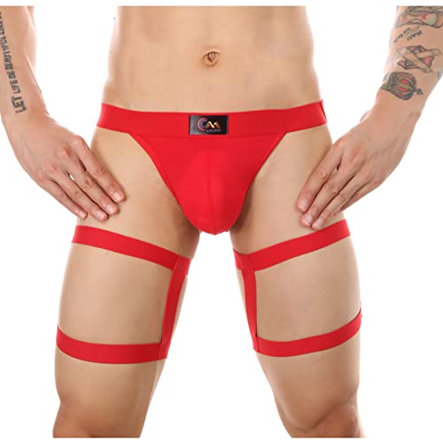 Ctreela Body Harness Lingerie For Men Sexy Body Cage Underwear Big Pouch Thong Butt-Flaunting G-String Undies For Sex Red #TOP2