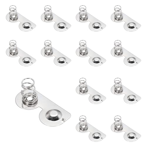 MECCANIXITY 12 Pcs AA Battery Contact Spring Nickeling Plate, 26.5 mm x 12mm Positive to Negative Conversion Spring Replacement for PCB Mounting and Battery Holders