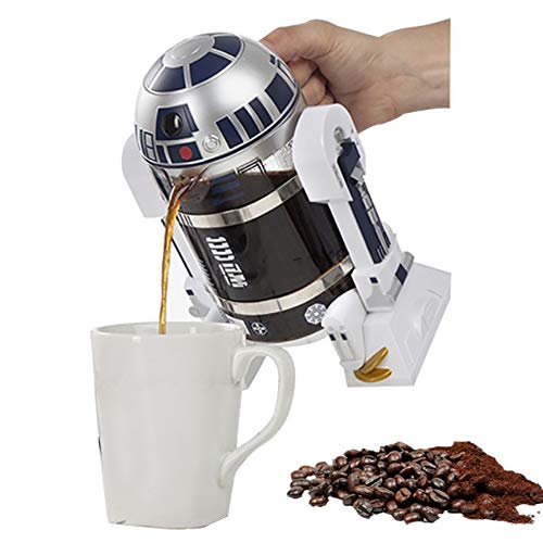 960ml/ 32.5oz Botella De Café De Prensa Francesa PortáTil, MáQuina De Café De Prensa Francesa De Viaje En Forma De Robot, MáQuina De Cafetera De Café ExpréS con Sacador De Mano