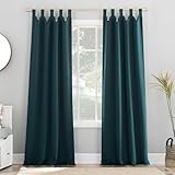 Sun Zero Easton Energy Saving Blackout Tab Top Curtain Panel, 40' x 84', Teal