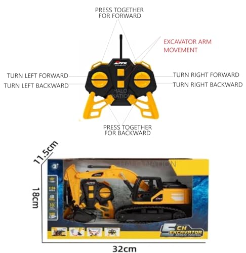 Image of HALO NATION 6-Channel Remote Control Excavator RC Excavator RC Engineering Truck Rechargeable Truck Toy with 360 Rotation & Moving Shovel