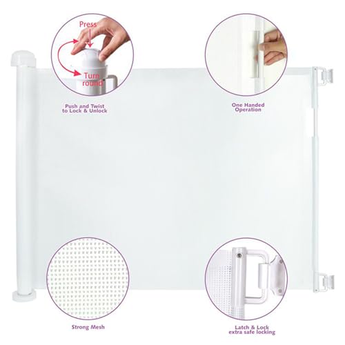 Portão de cães para escadas, portão de bebê para escadas | Portão de estimação de malha retrátil | S