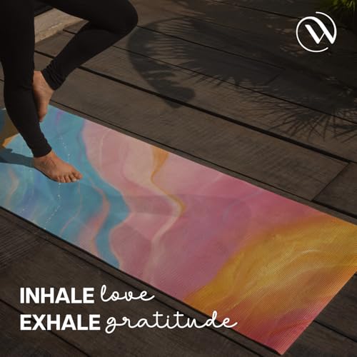Image of Wiselife MicroFiber & Natural Rubber Foldable Yoga Mat + Carry Bag | Extra Thick Extra Long Extra Wide Exercise floor Mat For Gym, Workout, Fitness | Natural Rubber Yoga Mat (1MM,Abstract Marble)