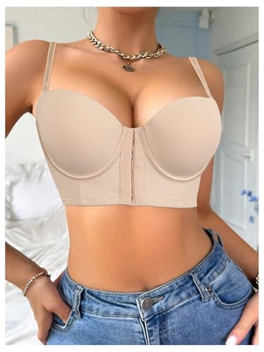Image of SweatyRocks Women's Front Closure Bandeau Strapless Push Up Underwire Bras | Full Coverage Bandeau Bra, Backless Self Adhesive With Padding