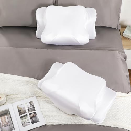Satin Pillowcase for Cervical Pillows, (Cover Only) Fit for Orthopedic Neck Support Pillow, Silky Smooth Pillowcase Cover with Zipper Closure (White) by Zelimun - Used condition - Image 5