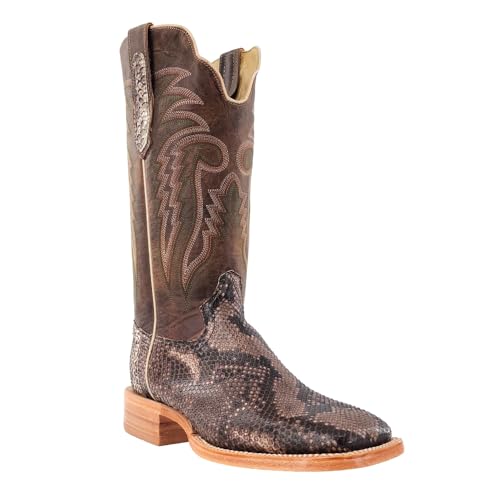 R. Watson Men's Rustic Python Belly Wide Square Toe Cowboy Boot - Main Image