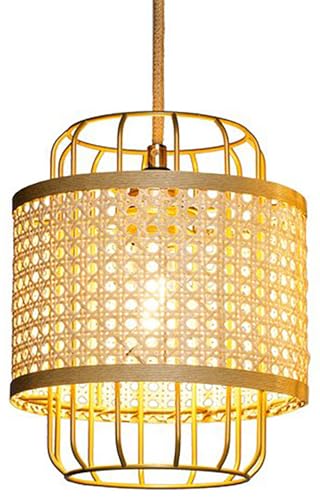 YUJIDAO 19.7”Beige Rattan Pendant Lights, Large Boho Chandelier, Height Adjustable