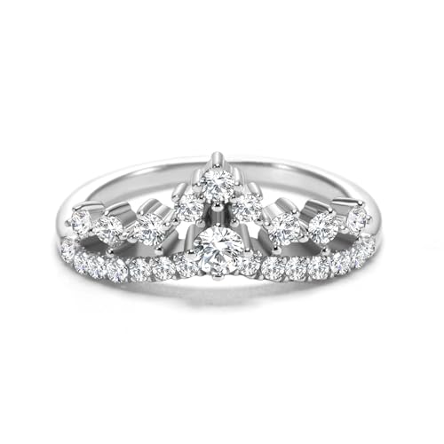 Princess Crown Moissanite Wedding Band, 925 Sterling Silver Plated 18K White Gold Women's Ring as a Gift for Her Promise Eternity Ring