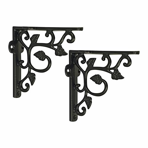 Image of Tree Twig Shelf Support Aluminium Wall Bracket for Metal Handcrafted Shelf Bracket for Floating Shelves L Angle Decorative Corner Brace Joint Wall Mounted Shelf (Black, Pack of 1 Pair)