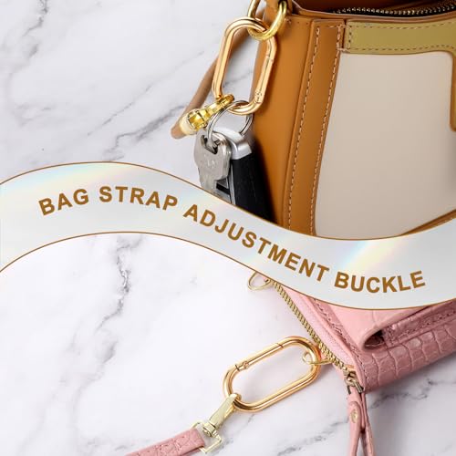 JJUNW 2Pcs Gold Carabiner, Gold Key Ring, Gold Carabiner Clip Oval Snap Clip, Metal Keychain Clip for Purse Strap Alloy Round Buckle Key Hook for Bags Purse Keychain Replacement
