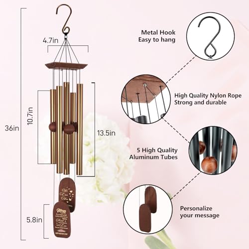 Image of ASTARIN Personalized from Daughter Son, Birthday Gift Wind Chimes for Mom Grandma Wife, Wind Chime Thank You Gift for Women Home Yard Garden Outdoor Decor