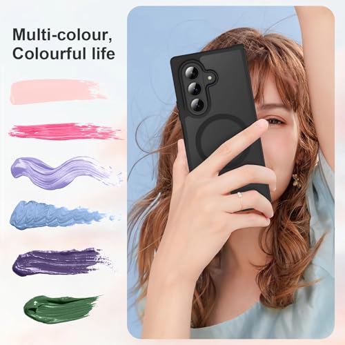 Image of ORETECH Magnetic for Samsung Galaxy Z Fold 7 Case, Translucent Back Non-Slip Hard PC Shockproof Bumper Protective Phone Case Cover for Samsung Z Fold 7 - Black