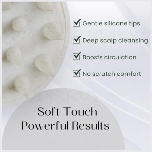 Image of Episkey Scalp Massager Shampoo Brush for Hair Wash Anti-Dandruff Silicone Scalp Scrubber with Soft Bristles | Deep Clean, Exfoliation & Hair Growth Ayurvedic Head Massage Brush for Men&Women (JWHITE) (2 PACK)