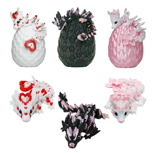 3 kleine Drachen mit Kristallen, niedlich, mit Ei, 3D-Druck, Dekoration, Universum, Fantasie, Fidget Toy, Spielzeug, Geschenkidee, einzigartige Dekoration, Innendekoration, Schlafzimmer, Wohnzimmer