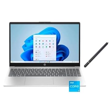 HP Laptop com tela sensível ao toque HD de 15,6 polegadas | Intel Core i3-1215U (6 núcleos, 8 threads) | Intel UHD Graphics | Prata | 8 GB de RAM | SSD de 256 GB | Windows 11 S | Pacote com caneta