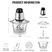 Homeleader Electric Food Chopper, 300W Stainless Steel Blade, Food Processor with 2L Glass Bowl, 2S Fast Shredding for Meat, Vegetables, Fruits and Nuts, Dishwasher Safe, Quiet Motor with 4 Blades