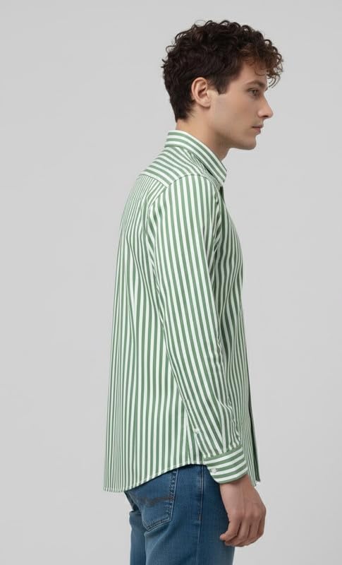 Image of U TURN Men's Casual Solid Stylish Formal Striped Shirt for Men