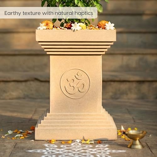 Image of Eha Earth Friendly 20 inch Tulsi Pot for Home Big Size with Additional 10 inch Pot | Pack of 2 | Made with Rice Husk Biocomposite | UV Protected Home Decor Plant Pots | Tulasi Kota Set | Sand Dune