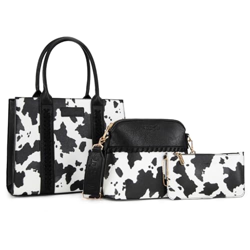 Image of Wrangler 3PCS Purses for Women Tote Bag Crossbody Handbag and Wallet Set with Guitar Strap