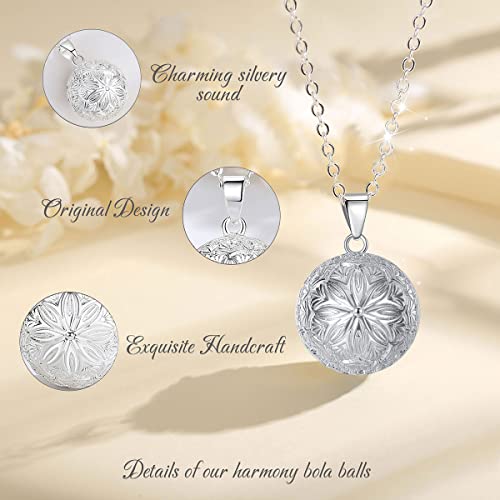 Eudora Harmony Bola Angel Caller Pregnancy Necklace, Vintage Mandala Lotus Charm Necklace Wishing Chime Ball Pendant For Future Mama Maternal Love Jewellry Original Gift For Women, Mom-To-Be, 30Inch #TOP4
