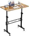 HOMIDEC Height Adjustable Standing Desk, 80x40cm Mobile Small Desk, Portable Home Office Computer Desks with Wheels, Modern Simple Style Desks for Bedroom, Living Room, Office, Vintage