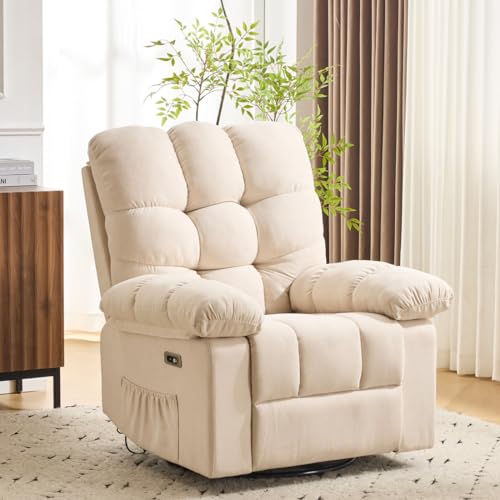 KJUUJE電動1人掛けソファー リクライニングチェア ゲーミングチェア リクライニングソファ 電動ソファ 270度回転式 簡単昇降ボタン 快適なリビング 一人暮らし ふわふわ感 電動ソファー USB付き 収納ポケット付き 座り心地いい 柔軟度よい背もたれ