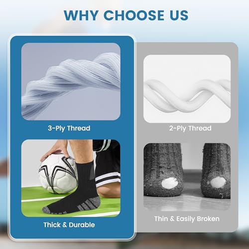 Men's Cotton Crew Work Socks, 6 Pair Cushioned Boot Socks for Hiking, Sports & Running Moisture Wicking Athletic Socks4