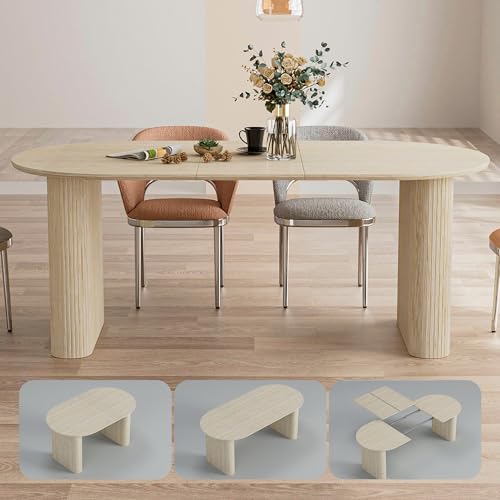 59 in-91 in Long Extendable Dining Table for 6-10 People,Oval