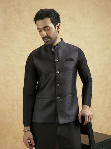 Image of KISAH Men's Jacket - Textured Silk Blend Jacquard - Indian Wedding Outfit for Men - Ideal for Weddings and Festivals