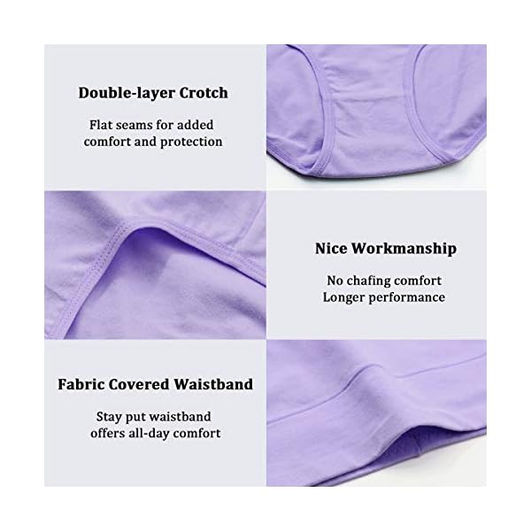 wirarpa-Womens-High-Waisted-Cotton-Underwear-Ladies-Soft-Full-Briefs-Panties-Multipack wirarpa Women's 4 Pack Cotton Underwear High Waisted Briefs Ladies Panties Underpants Green Orange Red Purple X-Small