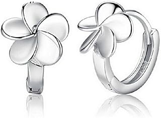 Bwraoyy Women's Earrings Zirconia 925 Sterling Silver Flowers Hoop Earrings Gift for Girls Kids