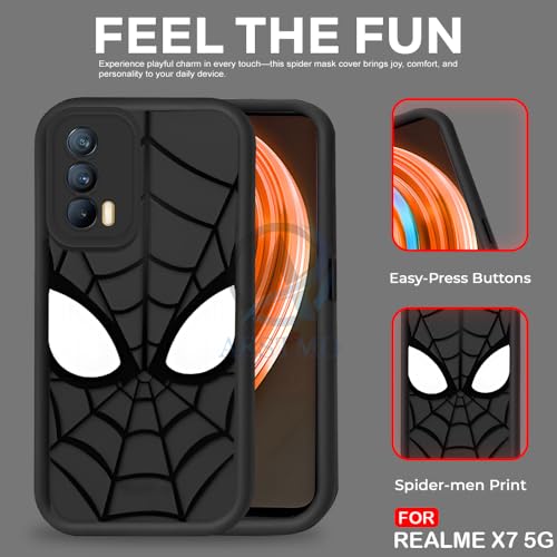 Image of AESTMO Back Case Cover for Realme X7 5G Cover | Spidey Face Mask Design | Silicone Case | Full Body Protection | Camera Protection Back Cover for Realme X7 5G (Black)