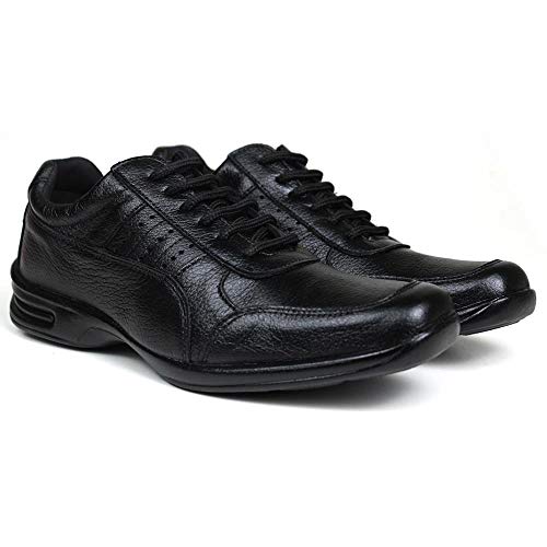 KIT Sapato Anti Stress Casual Masculino Confort + Cinto e Carteira Couro Cor:Preto;Tamanho:38