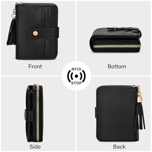 Stylish RFID Blocking Bifold Wallet for Women with ID Window and Coin Pocket - Compact and Chic Design - Image 7