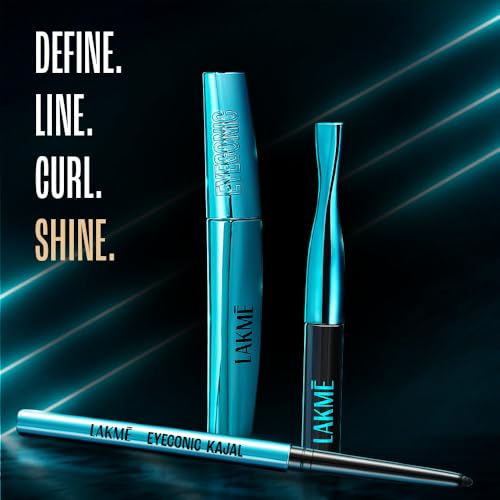 Image of LAKME Eyeconic Regime Kit, Kajal 0.35g, Eyeliner 4.5 ml, Mascara 9 ml, Pack of 3, with Intense Black Pigment, Smudgeproof and Waterproof, Lasts Upto 24 Hrs