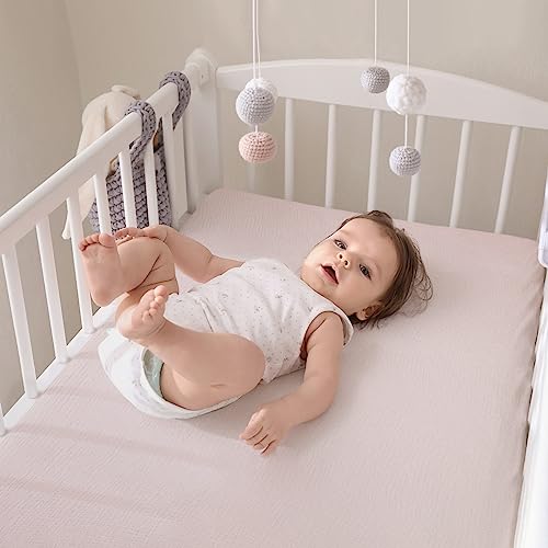 Image of lulumoon Baby Muslin Crib Sheets - Toddler Cotton Fitted Crib Sheets Neutral for Boys and Girls 2Pack